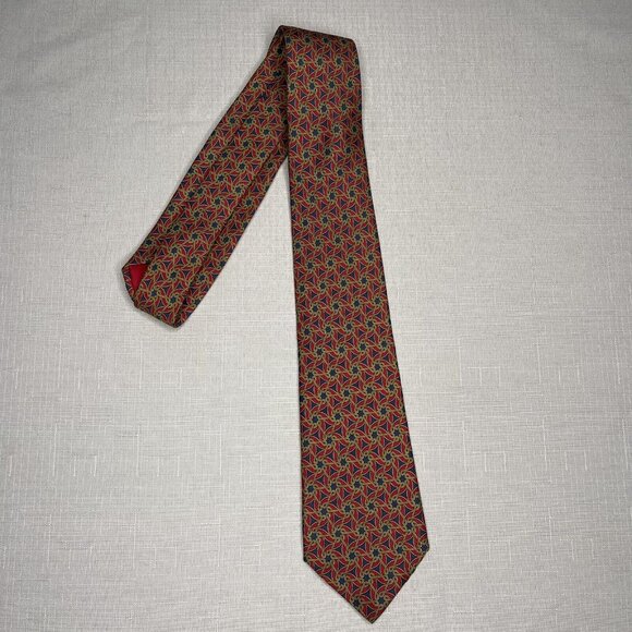 HERMES Blue Red Silk Graphic Neck Tie - Picture 4 of 6